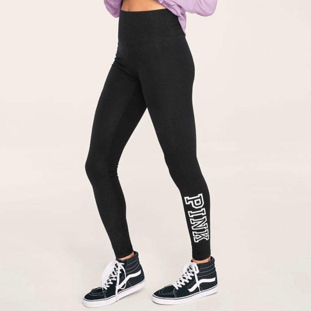 Pink logo leggings black and white size xl